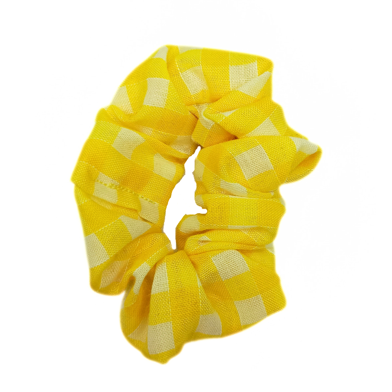 Yellow Gingham Mini Scrunchie