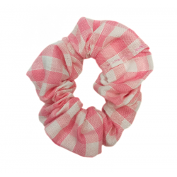Pink Gingham Mini Scrunchie