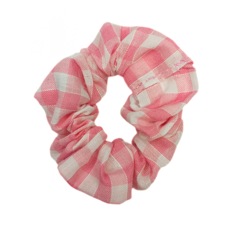 Pink Gingham Mini Scrunchie