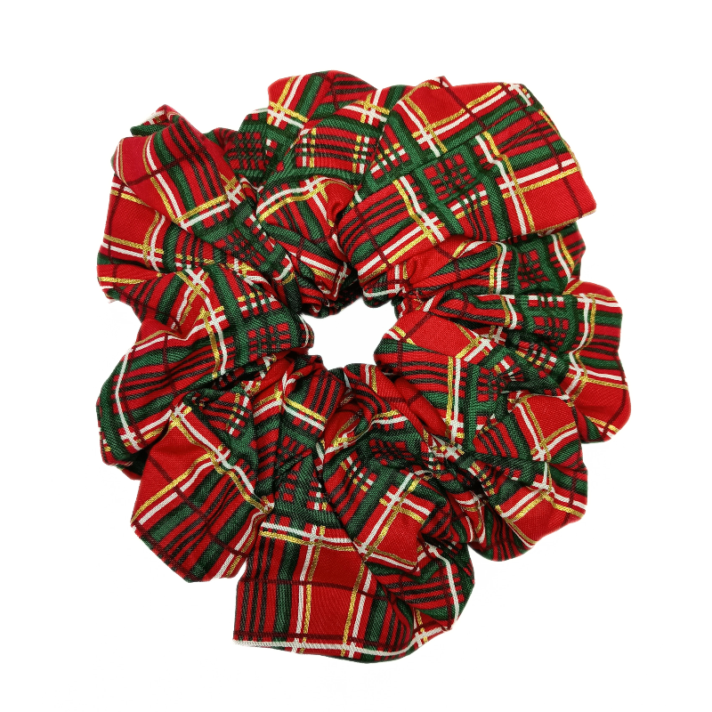 Red and Green Tartan Mega Christmas Scrunchie