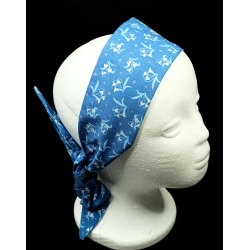 Twilight Blue Snowdrops Self Tie Headband