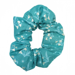 Warm Aqua Snowdrops Scrunchie