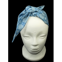 Winter Blue Snowflakes Self Tie Headband