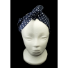 Navy Polka Dots Self Tie Headband