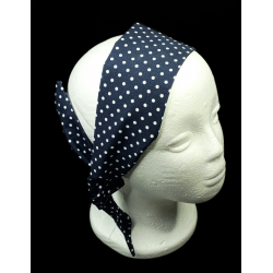 Navy Polka Dots Self Tie Headband