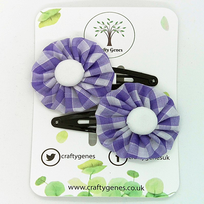 Lilac Gingham Hair Clips
