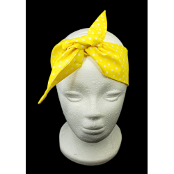 Yellow Polka Dots Self Tie Headband