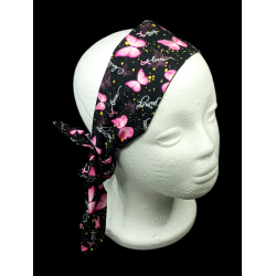 Pink Ribbons & Butterflies Self Tie Headband
