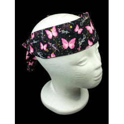 Pink Ribbons & Butterflies Self Tie Headband