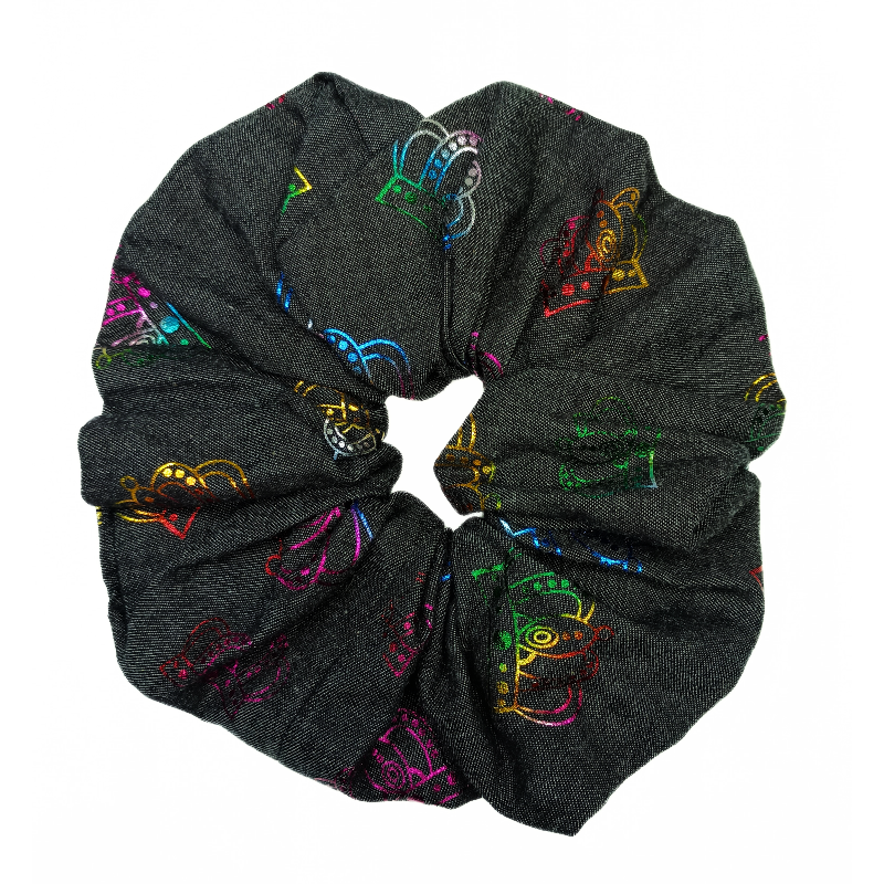 Denim Rainbow Crown Mega Scrunchie