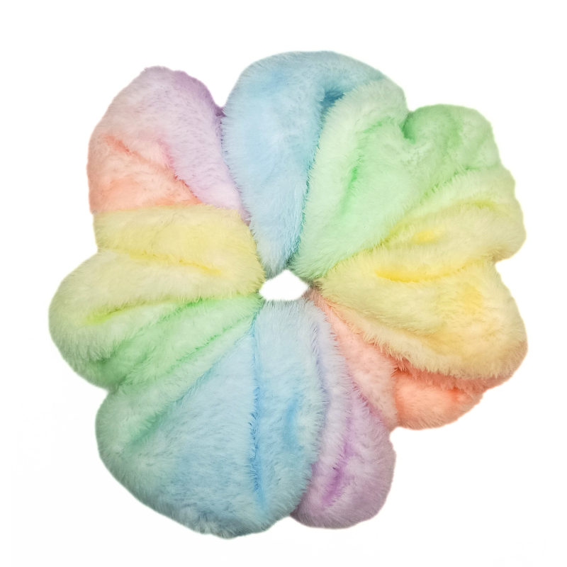 Rainbow Fleece Mega Scrunchie