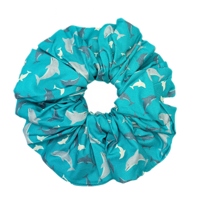 Teal Dolphin Glow in the Dark Mega Scrunchie