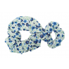 White & Blue Floral Mother and Daughter Matching Scrunchie Set