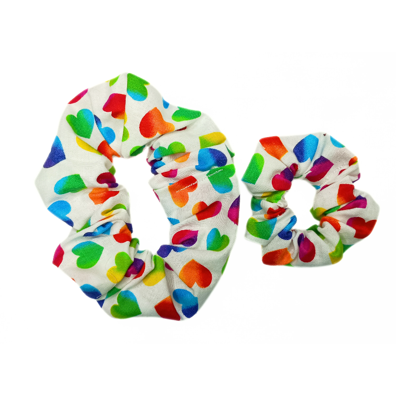 Rainbow Hearts Matching Duo Scrunchies