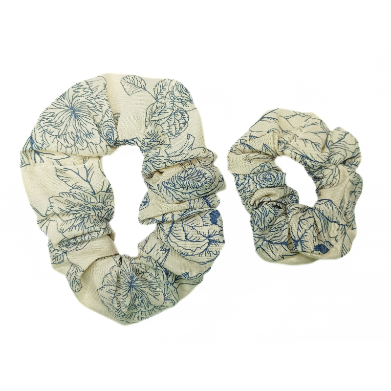 Cream Peony Matching Duo Scrunchies