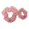 Pink Floral Matching Duo Scrunchies