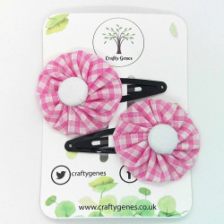 Pink Gingham Hair Clips