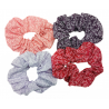Set of 4 Pink & Purple Floral Scrunchies