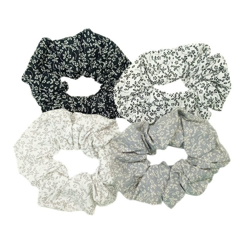 Set of 4 ditsy floral scrunchies