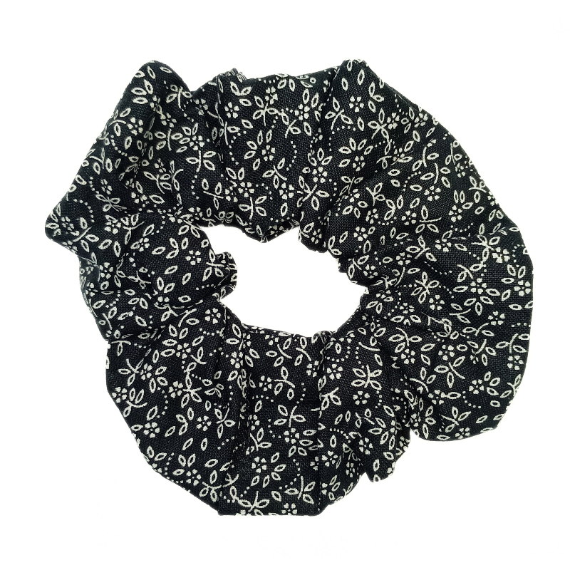 Black & White Floral Scrunchie