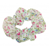 White & Pink Floral Scrunchie