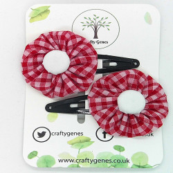 Red Gingham Hair Clips