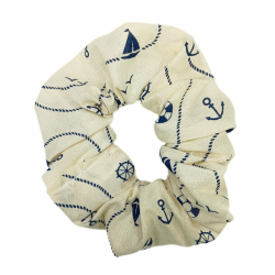 Cream Nautical Hair Scrunchie