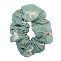 Teal Horse Scrunchie
