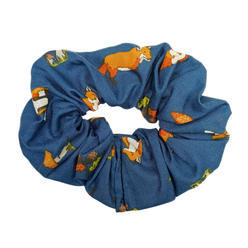 Denim Fox Hair Scrunchie