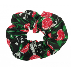 Skull & Red Roses Scrunchie