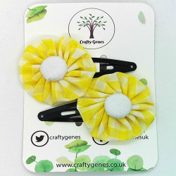 Yellow Gingham Hair Clips