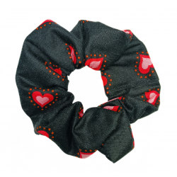Black & Pink Hearts Scrunchie
