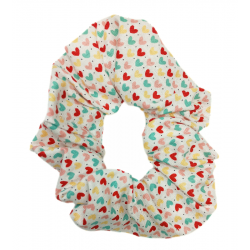 White Mini Hearts Scrunchie