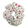 White and Pink Mini Hearts Scrunchie