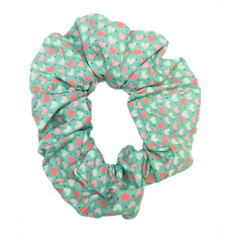 Mint Mini Hearts Scrunchie