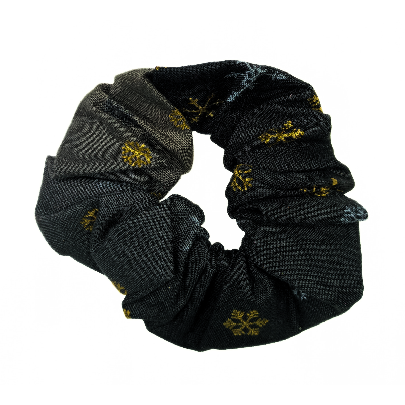 Black Ombre Snowflake Christmas Scrunchie