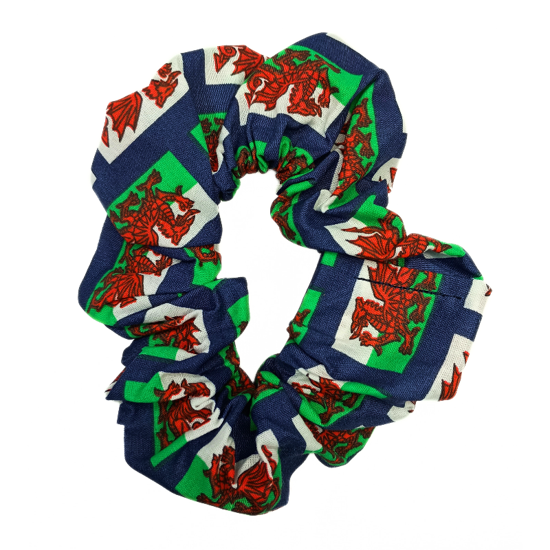 Navy Welsh - Wales Flag Scrunchie