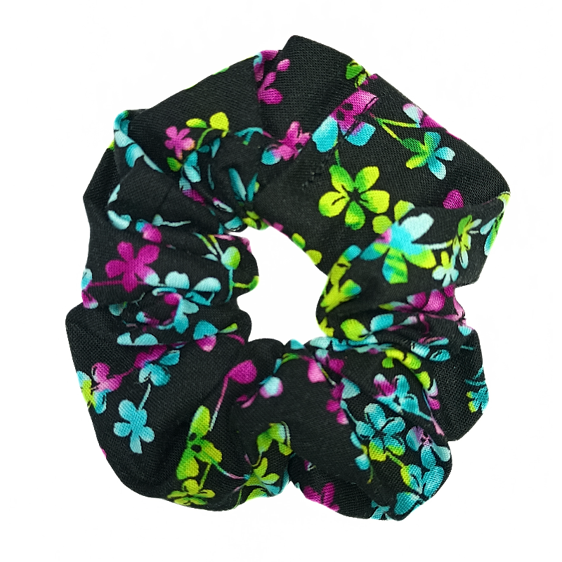 Black Floral Hair Scrunchie