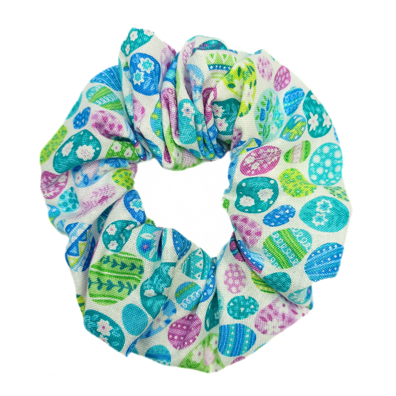 Blue, Green & Purple Easter Eggs Scrunchie