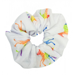 White Rainbow Zebra Scrunchie