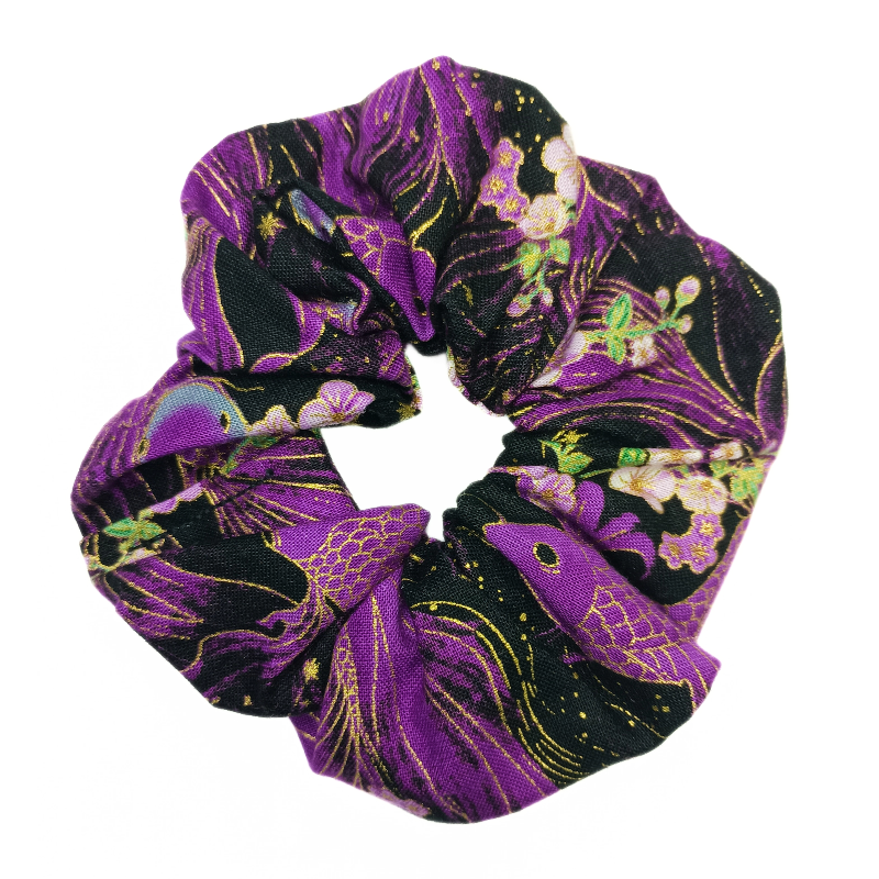 Black and Purple Koi Fish Scrunchie