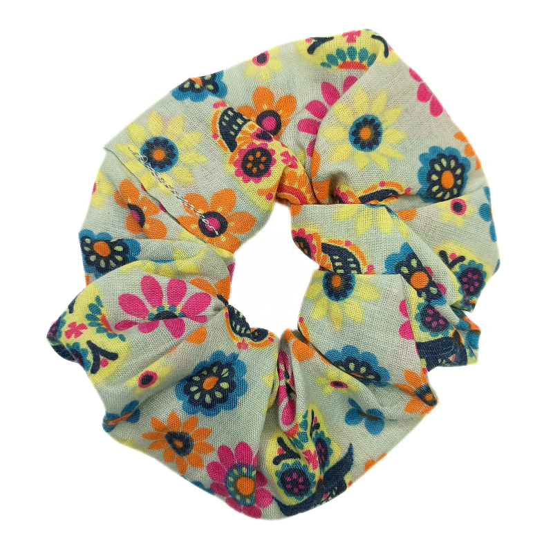 Silver Sugar Skull - Hair Scrunchie