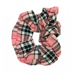 Salmon Pink Tartan Scrunchie