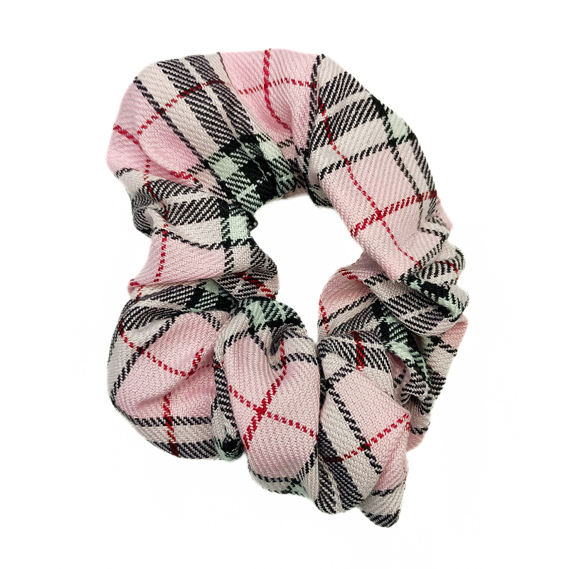 Baby Pink Tartan Scrunchie