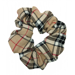 Beige Tartan Scrunchie