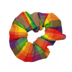 Rainbow Tartan Scrunchie