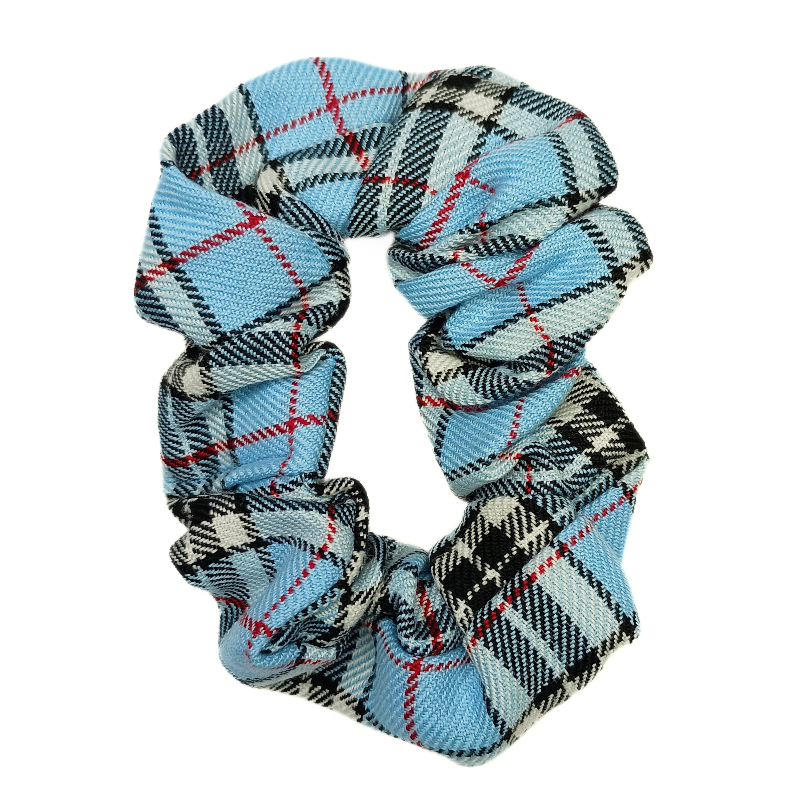 Light Blue Tartan Scrunchie