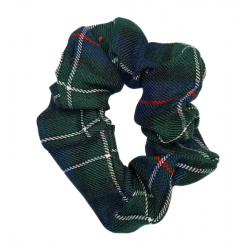 Navy, Green, White and Red Tartan Scrunchie