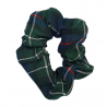 Navy, Green, White and Red Tartan Scrunchie