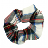 White, Green, Blue, Red and Yellow Tartan Scrunchie